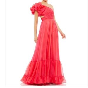 MAC DUGGAL SZ 6 hot pink one shoulder gown prom formal evening nwt women’s dress